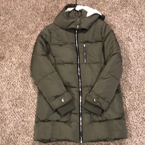 Maurices Jackets & Blazers - Maurices olive Sherpa lined hooded puffer outerwear jacket